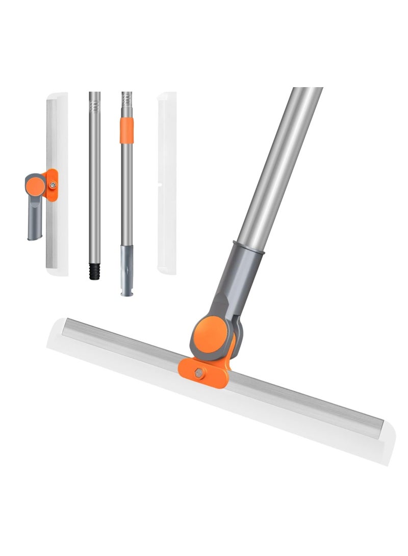 SYOSI Long Handle Floor Squeegee for Wet Room, 43'' Adjustable Long Handle Floor Wiper with Silicone Strips for Shower Bathroom Floor Window Cleaning - Image 1