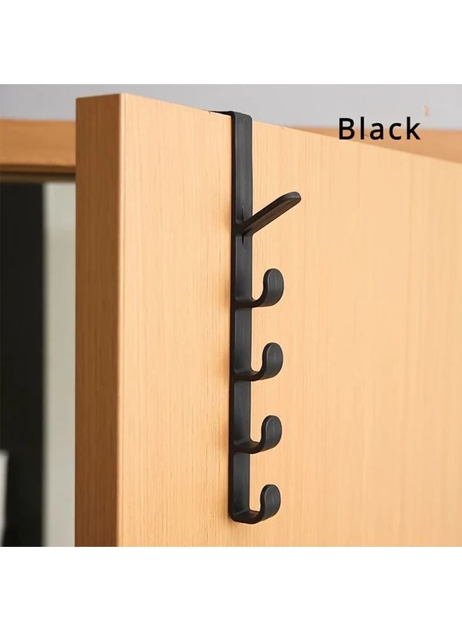 Black 5 Hook Over The Door Hanger For Coats Towels Robes Durable Plastic - Image 2