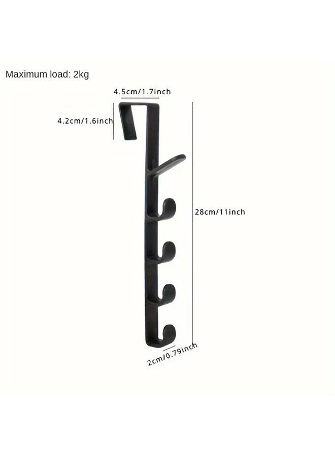 Black 5 Hook Over The Door Hanger For Coats Towels Robes Durable Plastic - Image 3