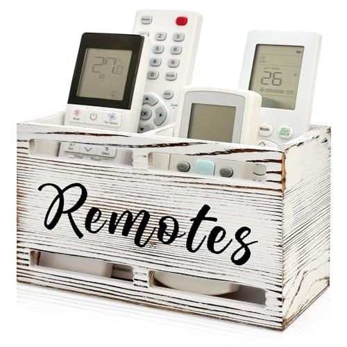 Hilislog Wooden Remote Control Holder Wall Mount Remote Organizer for Table TV Controller Holders Remotes Caddy for Bed Wall Bedside Organizer Storage Control Box Farmhouse Nightstand Couch Decor 2 Slots - Image 1