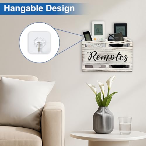 Hilislog Wooden Remote Control Holder Wall Mount Remote Organizer for Table TV Controller Holders Remotes Caddy for Bed Wall Bedside Organizer Storage Control Box Farmhouse Nightstand Couch Decor 2 Slots - Image 3