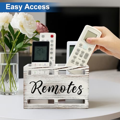 Hilislog Wooden Remote Control Holder Wall Mount Remote Organizer for Table TV Controller Holders Remotes Caddy for Bed Wall Bedside Organizer Storage Control Box Farmhouse Nightstand Couch Decor 2 Slots - Image 5
