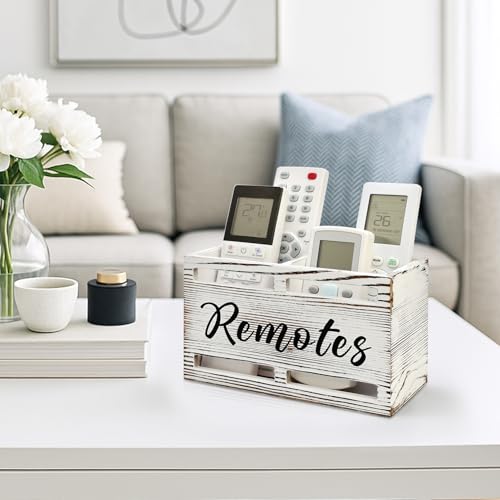 Hilislog Wooden Remote Control Holder Wall Mount Remote Organizer for Table TV Controller Holders Remotes Caddy for Bed Wall Bedside Organizer Storage Control Box Farmhouse Nightstand Couch Decor 2 Slots - Image 2