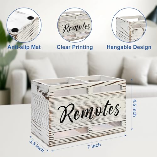 Hilislog Wooden Remote Control Holder Wall Mount Remote Organizer for Table TV Controller Holders Remotes Caddy for Bed Wall Bedside Organizer Storage Control Box Farmhouse Nightstand Couch Decor 2 Slots - Image 4