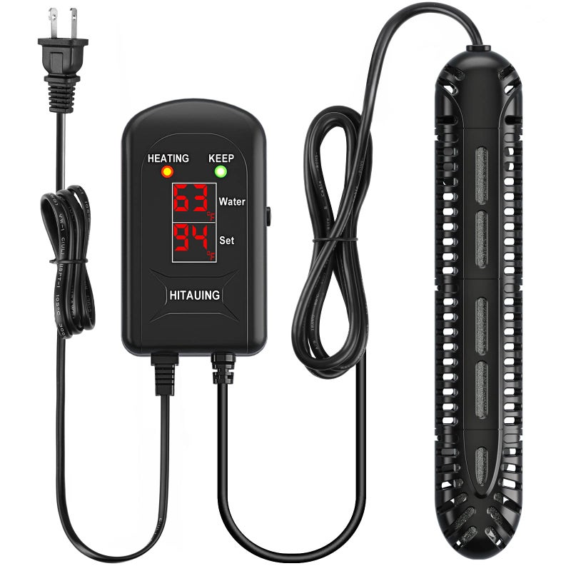 HiTauing Aquarium Heater, 200W Fish Tank Heater with LED Digital Display & 5 Safety Protection, Submersible Aquarium Heater with 2 Suction Cup and 5.9Ft Cord for 20-40 Gallon Fish Tank. - Image 1