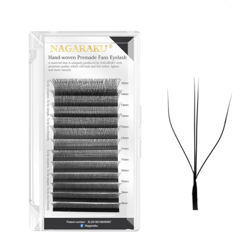 NAGARAKU W 3D TwoCore Eyelash Extension Volume Premade Matte Black Cluster Easy Fanning yy Eye Lashes with Thickness 007mm 9mm W3D2CCurlD - Image 1