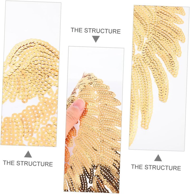 Sequin Angel Wings Iron-on Clothes Patch 2 Pairs DIY Applique for Jackets Shirts Decorative Craft Supplies Gold Color - Image 3