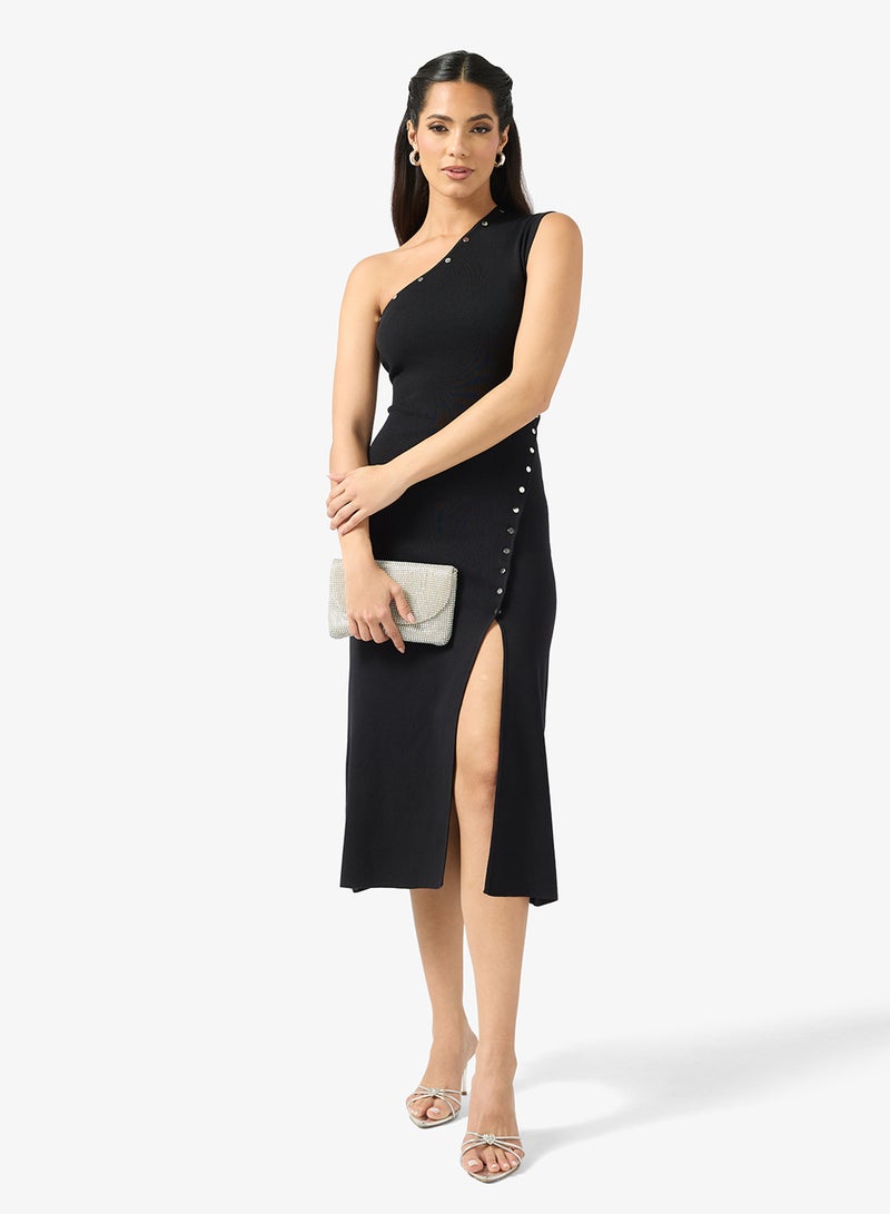 Adrianna Papell One Shoulder Side Slit Dress - Image 4