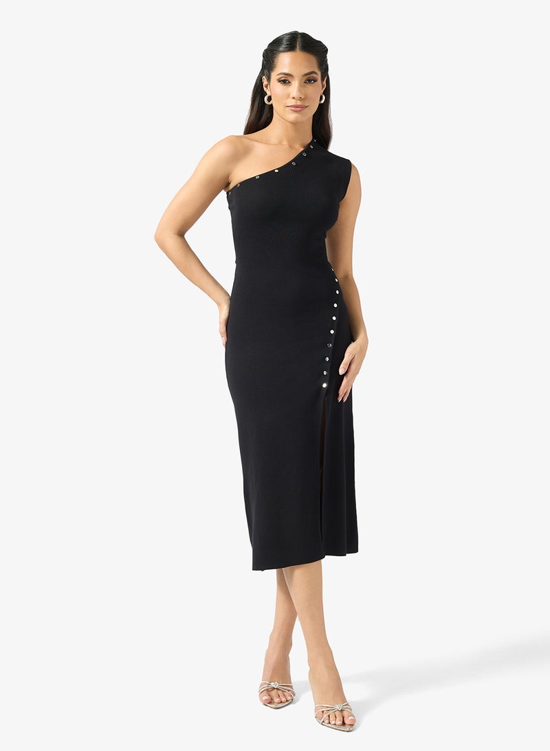 Adrianna Papell One Shoulder Side Slit Dress - Image 1