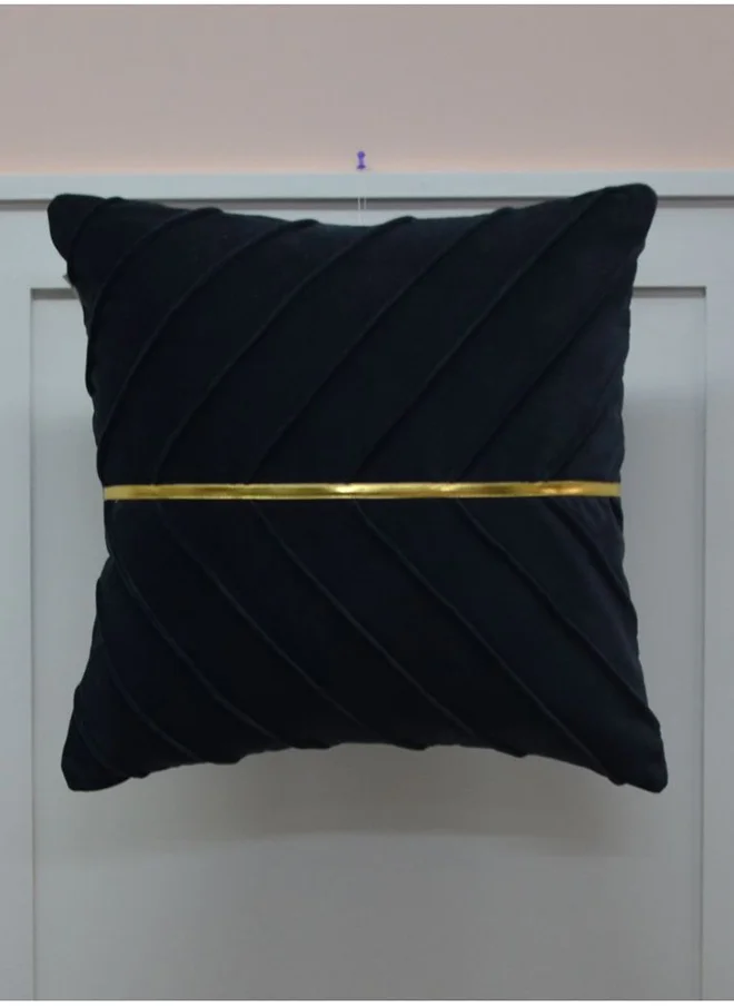 دانوب هوم Gleam Velvet Cushion Decorative Sofa Throw Pillow Covers Luxury Style Cushion Case Pillow With Golden Tape Black 45X45Cm