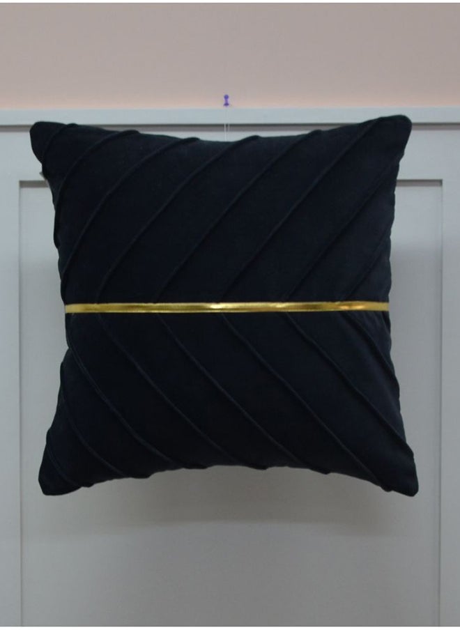 DANUBE HOME Gleam Velvet Cushion Decorative Sofa Throw Pillow Covers Luxury Style Cushion Case Pillow With Golden Tape Black 45X45Cm  - Image 1