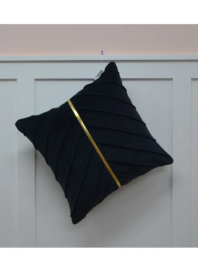 دانوب هوم Gleam Velvet Cushion Decorative Sofa Throw Pillow Covers Luxury Style Cushion Case Pillow With Golden Tape Black 45X45Cm
