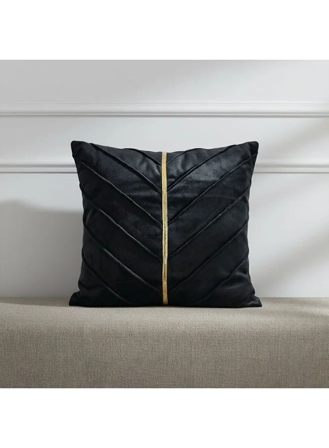 DANUBE HOME Gleam Velvet Cushion Decorative Sofa Throw Pillow Covers Luxury Style Cushion Case Pillow With Golden Tape Black 45X45Cm