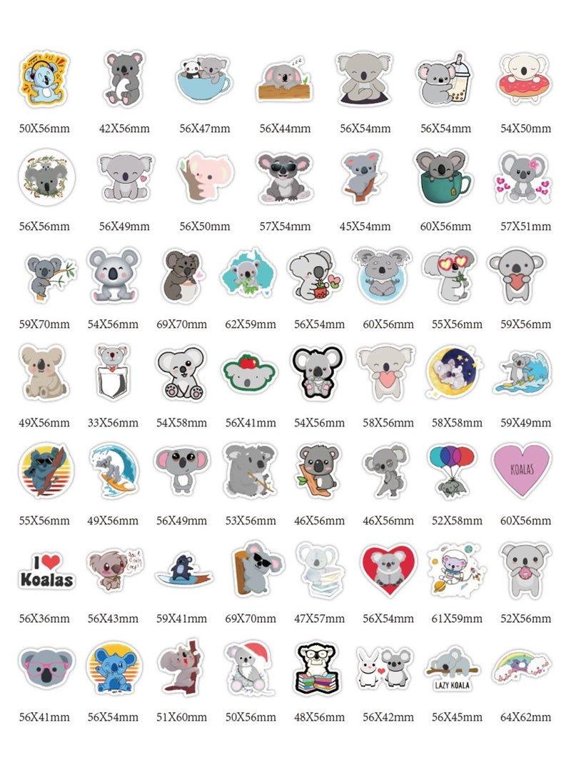 Koala Cute Stickers 50pcs Cartoon Funny Stickers Vinyl Waterproof for Laptop Bumper Skateboard Water Bottles - Image 2