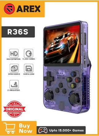 R36S Portable Handheld Video Game Console with 10000+ Classic Games, 3.5 Inch HD IPS Screen, Open-Source Retro Linux System, Support HDMI TV Output (Transparent Purple, 64GB) - pzsku/Z42E3C91A6FA7C85A9D71Z/45/_/1731561876/ae742e15-1c0a-448e-855f-bd4444794e34