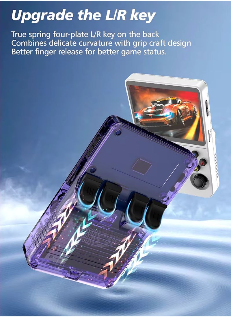 R36S Portable Handheld Video Game Console with 10000+ Classic Games, 3.5 Inch HD IPS Screen, Open-Source Retro Linux System, Support HDMI TV Output (Transparent Purple, 64GB)