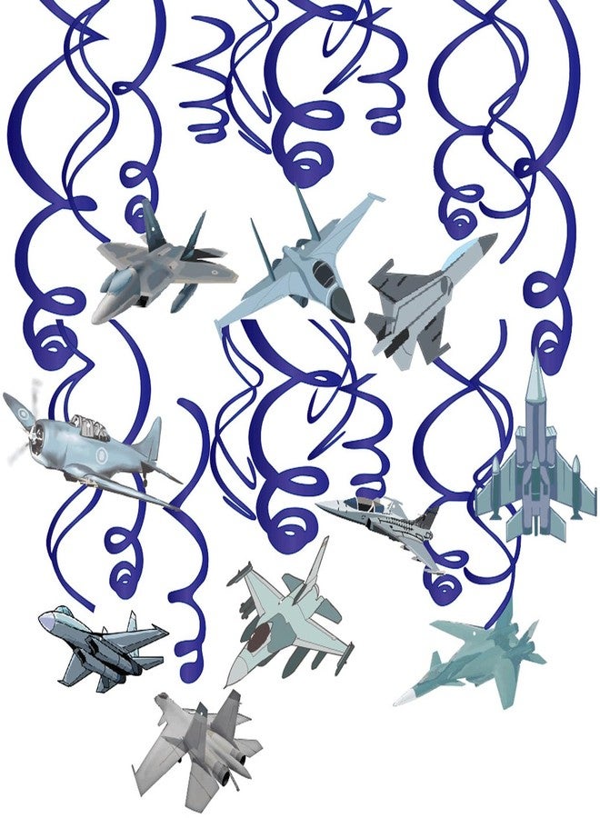 AimtoHome 20 Pieces Airplanes Hanging Swirls, Air Force Theme Ceiling Hanging Streamers Party Decorations for Airplane Themed Birthday Baby Shower Party Supplies - Image 1