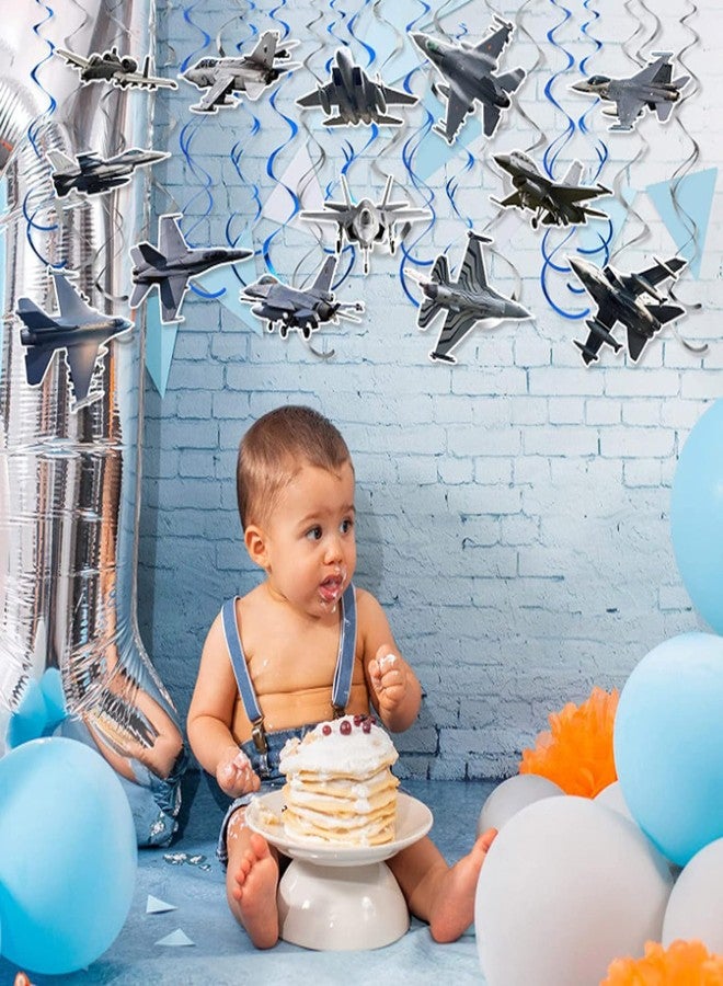 AimtoHome 20 Pieces Airplanes Hanging Swirls, Air Force Theme Ceiling Hanging Streamers Party Decorations for Airplane Themed Birthday Baby Shower Party Supplies - Image 3