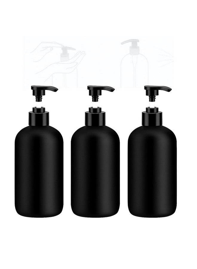 Prakash Empty Plastic Pump Bottles Dispenser 500ml Portable Clear BPA-Free Cylinder Shampoo Lotion Hand Pump Bottle Durable Refillable Containers for Massage Oil, Liquid Soap (Pack of 3) (Black) - Image 1
