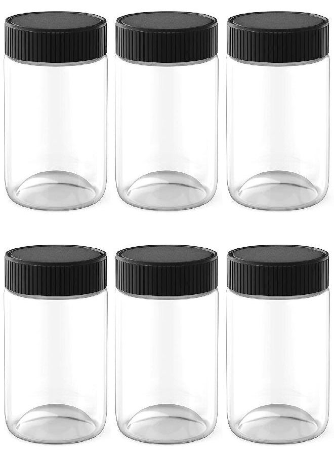 XINGLIAN XINGLIAN 8 Oz Clear Plastic Jars with Black Lids Refillable Kitchen Storage Containers for Dry Food, Coffee, Nuts and More, 6 Pack  - Image 2