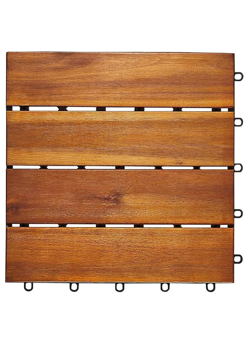LINGWEI 9pcs Acacia Wood Interlocking Deck Tiles Outdoor & Indoor Flooring - Image 2