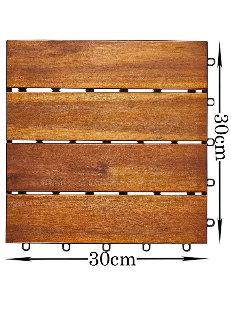 LINGWEI 9pcs Acacia Wood Interlocking Deck Tiles Outdoor & Indoor Flooring - Image 4