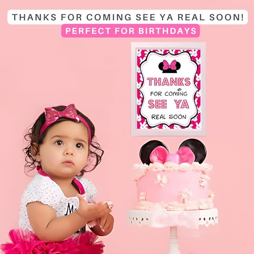 OrangeDolly Minnie Birthday Signs - 8" x 10" Set of 4 Minnie Mouse Party Signs - Minnie Mouse Food Signs - We Got Ears Say Cheers Sign - Hot Diggity Dog Bar Sign - Come Inside Its Fun Inside Sign Minnie Mouse - Image 3