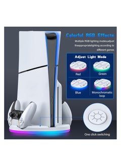 JYS PS5 slim stand and dual controller charging Station for PS5 Slim Console Disc Digital Edition, PS5 Holder Base Accessory Screw, White  - Image 3