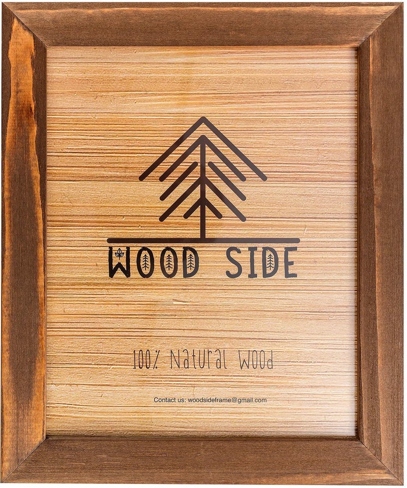 Rustic Wooden Picture Frame 11x14 Inch  Natural Solid Eco Barn Wood for Wall Mounting Photo Frame  Honey Brown