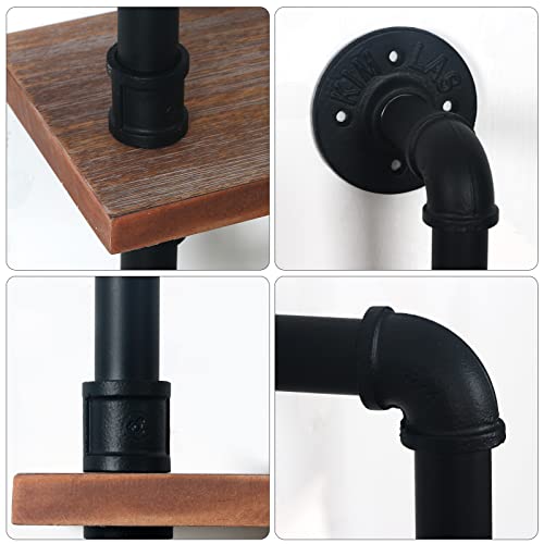 HouseAid Industrial Pipe Shelf with Towel Bar, 15-3/4 Inch Farmhouse Iron Pipe Shelving, Rustic Vintage Style Floating Shelves for Bathroom, Wall Mounted, Matte Black - Image 3