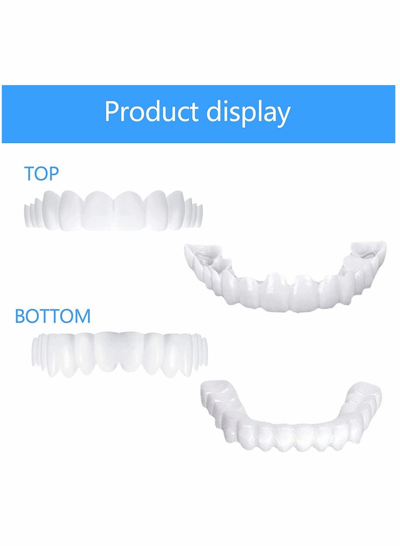 SYOSI 2 Pairs Instant Veneers Dentures Cosmetic Veneers Teeth Temporary Dentures Fake Teeth Smile Teeth Veneers Top and Bottom Snap On Dentures Clip in Veneers Teeth for Men Women with Bad Teeth - Image 3