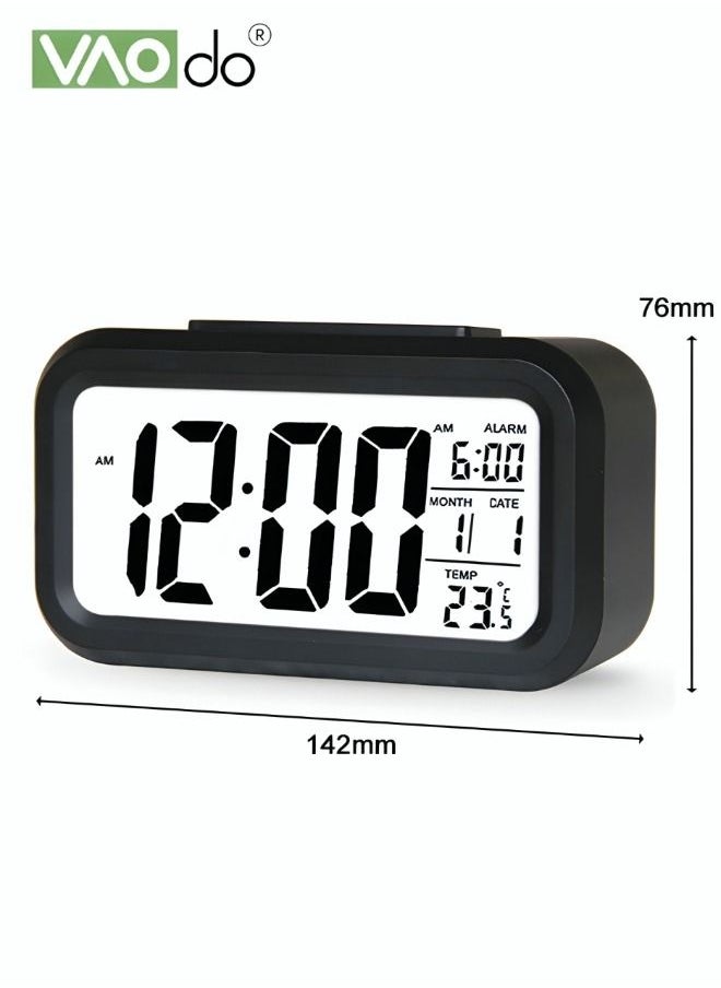 LED Alarm Clock Large Screen Display with Night Light Sensing Function Temperature Display 24 Hours/12 Hours Switching Electronic Alarm Clock
