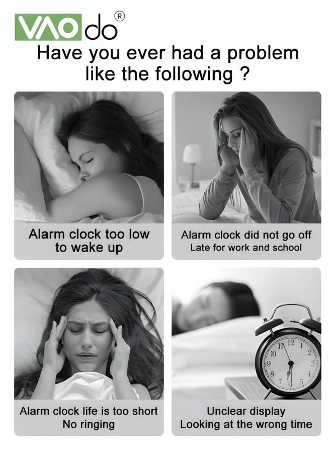 LED Alarm Clock Large Screen Display with Night Light Sensing Function Temperature Display 24 Hours/12 Hours Switching Electronic Alarm Clock