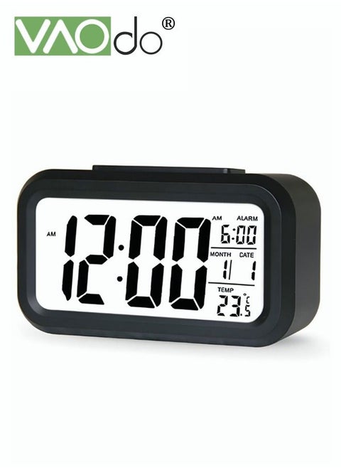 LED Alarm Clock Large Screen Display with Night Light Sensing Function Temperature Display 24 Hours/12 Hours Switching Electronic Alarm Clock