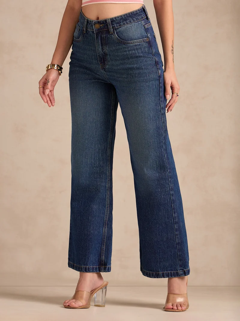 أوجيدر Blue Washed Vintage Straight Fit Denim