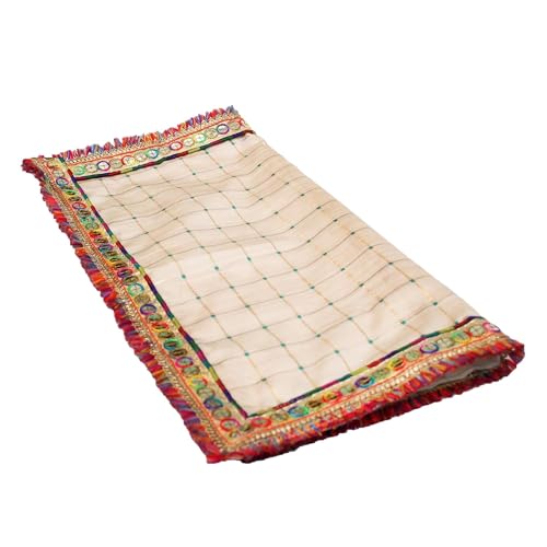 My God Gift (20X20 INCH) Puja Aasan Cloth/Puja Aasan Kapda/Puja Chowki Altar Cloth for Home & Mandir/Temple/God/Goddess with Emboidery - Image 5