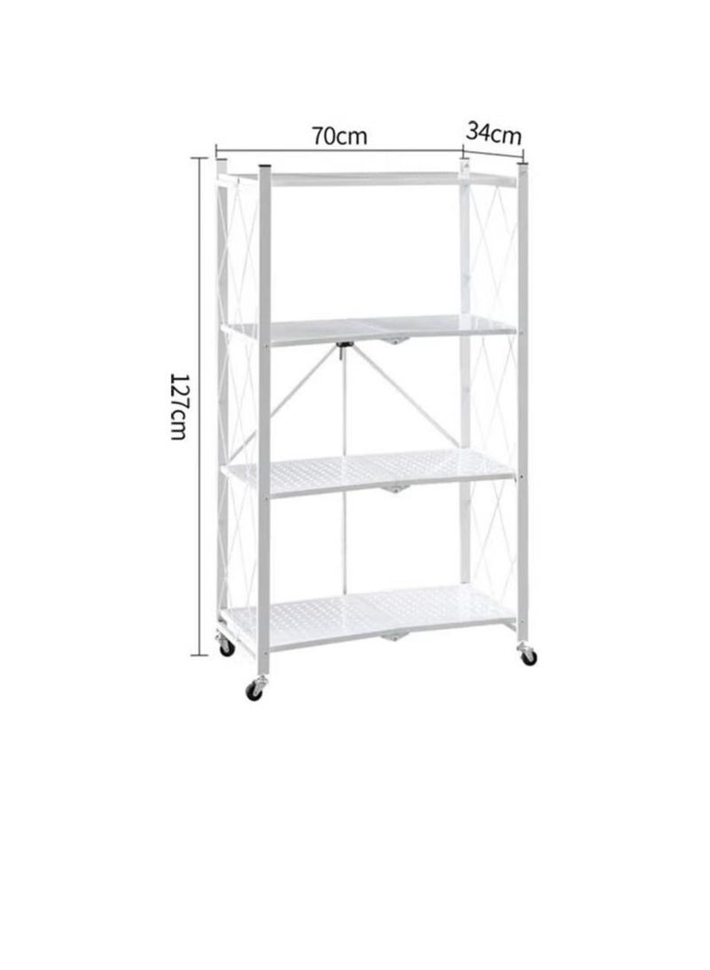إكسبرت رف تخزين مطبخ قابل للطي بأربع طبقات مع عجلات، رف مطبخ معدني متعدد الوظائف وقوائم تنظيم - Image 3