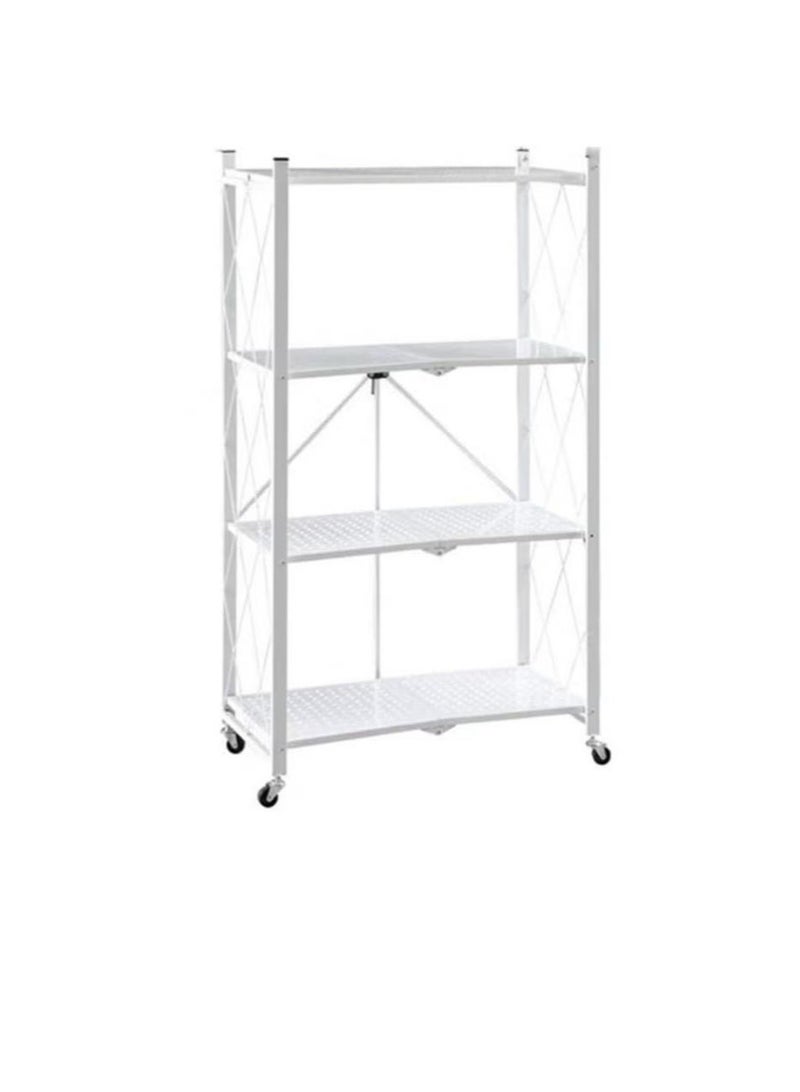 إكسبرت رف تخزين مطبخ قابل للطي بأربع طبقات مع عجلات، رف مطبخ معدني متعدد الوظائف وقوائم تنظيم - Image 1