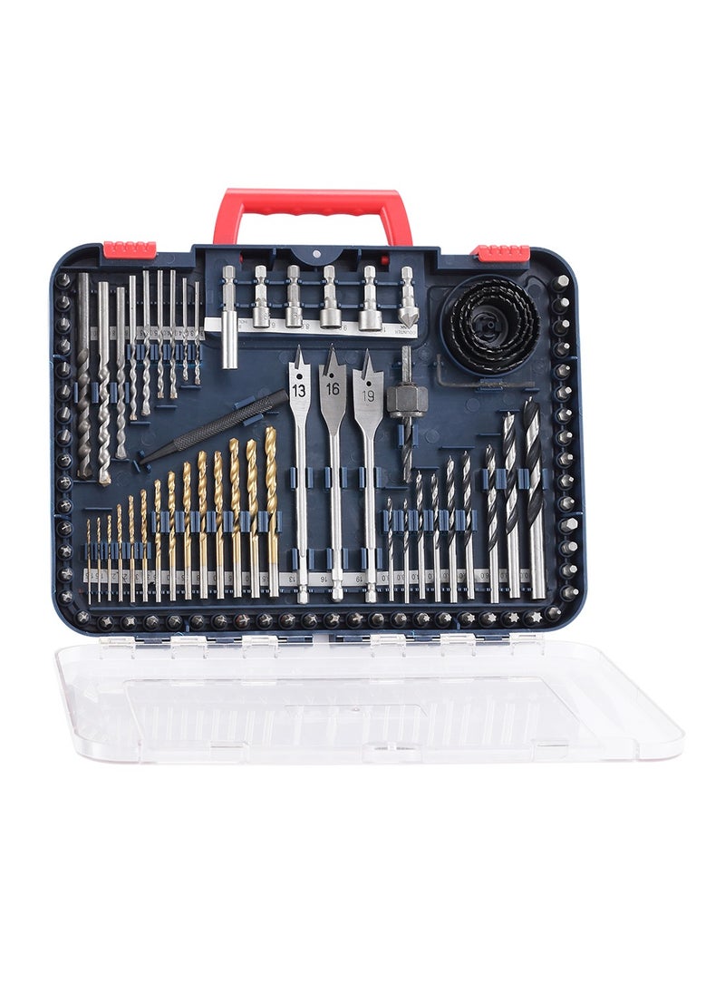 LAWAZIM - Combined Drill Set 100 Pieces| Titanium Twist Brad Point Drill Bits for Drill/Driver, Drill and Screwdriver Bits Combo Kit with Case for Metal, Wood, Concrete and Masonry - Image 1