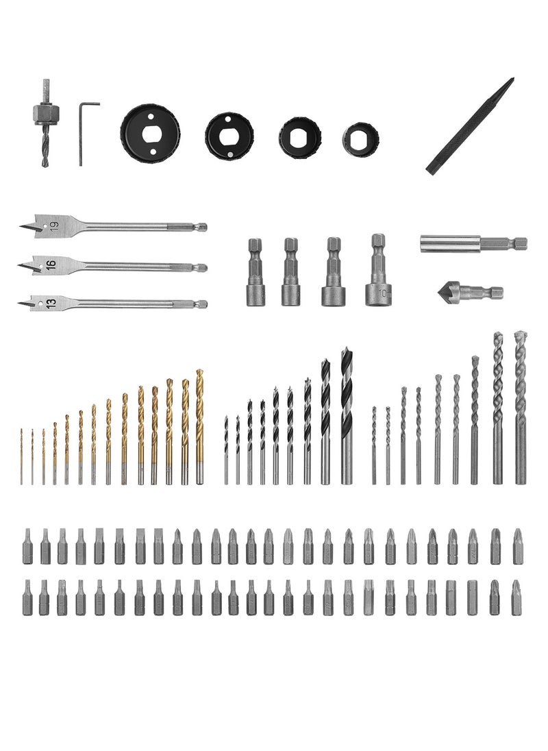 LAWAZIM - Combined Drill Set 100 Pieces| Titanium Twist Brad Point Drill Bits for Drill/Driver, Drill and Screwdriver Bits Combo Kit with Case for Metal, Wood, Concrete and Masonry - Image 1