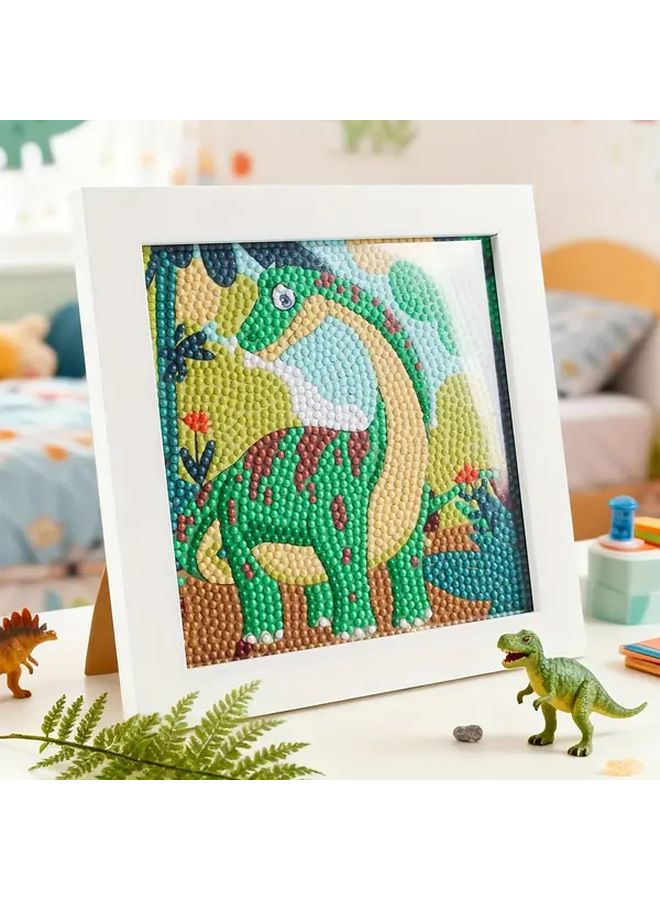 طقم رسم الماس لفن الديناصور الأخضر تايرنوصور مقاس 18x18 مشرق وسهل للحرف اليدوية وديكور المنزل - Image 1