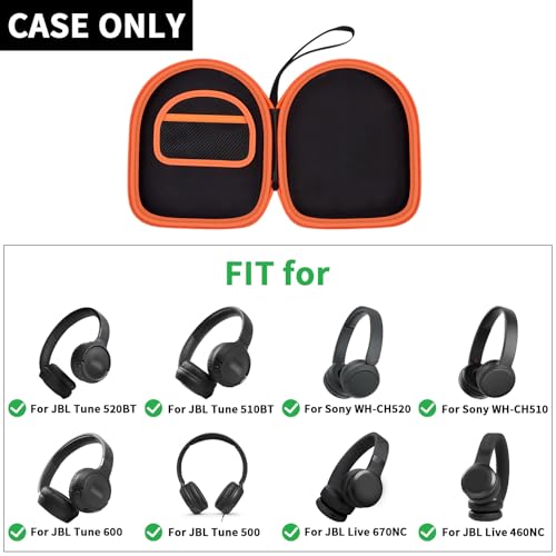Boobowl Headphone Case Compatible with JBL Tune 510BT/ 520BT/ for Sony WH-CH520/510/ for JBL Live 460NC/670NC Wireless On-Ear Headphones, Bluetooth Head Phones Protective Storage Bag for Charging Cable-Black - Image 2