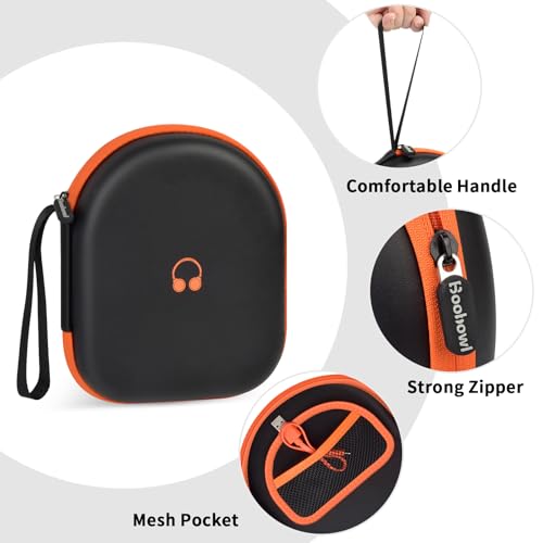 Boobowl Headphone Case Compatible with JBL Tune 510BT/ 520BT/ for Sony WH-CH520/510/ for JBL Live 460NC/670NC Wireless On-Ear Headphones, Bluetooth Head Phones Protective Storage Bag for Charging Cable-Black - Image 4
