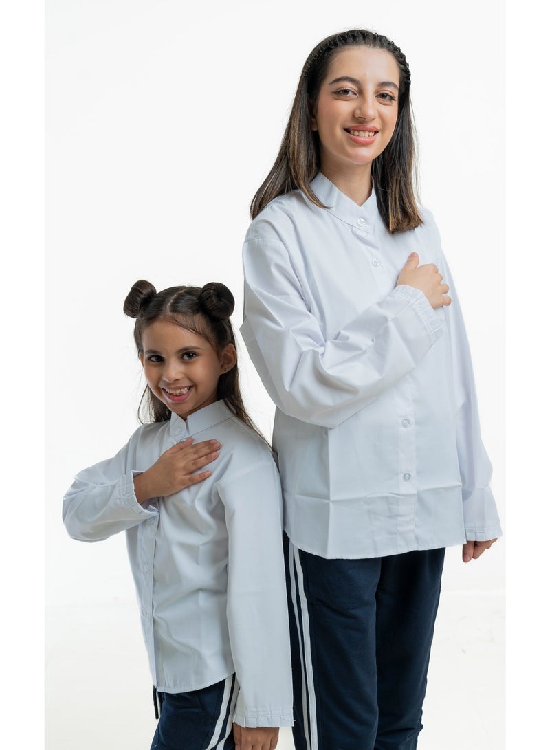 مريول لارا بلوزة مدرسية بيضاء بناتي بأكمام طويلة – قماش مريح وجودة عالية للزي المدرسي اليومي - Image 5