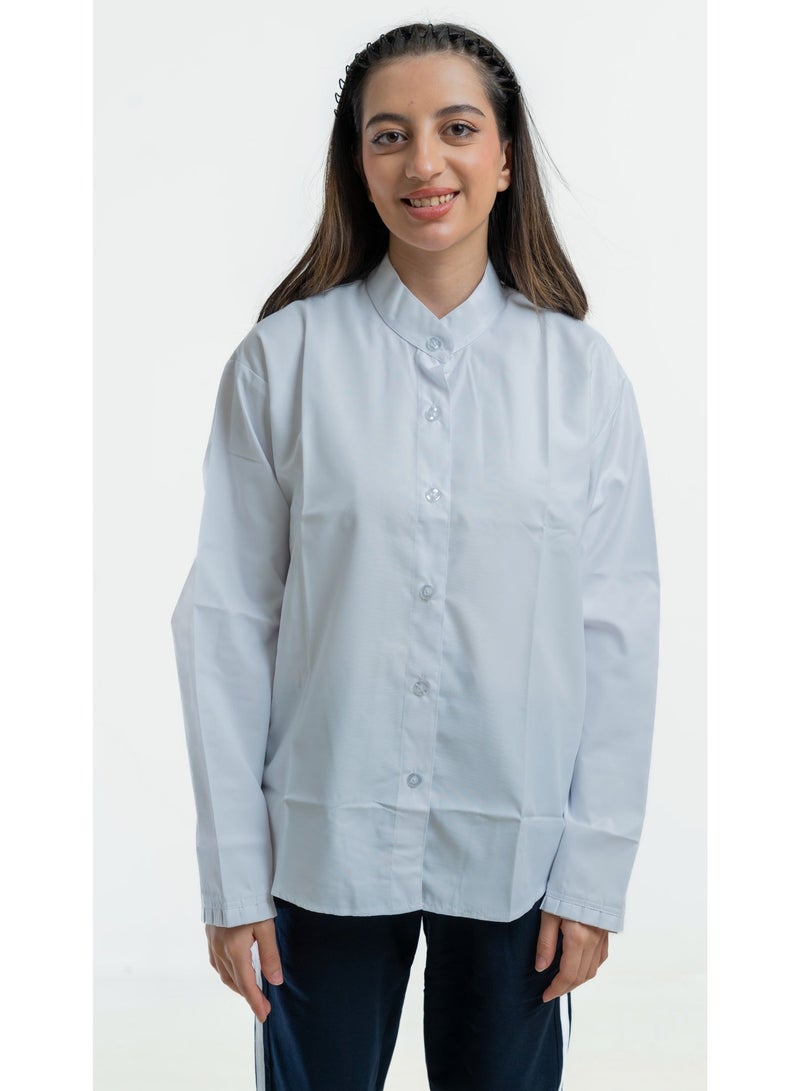 مريول لارا بلوزة مدرسية بيضاء بناتي بأكمام طويلة – قماش مريح وجودة عالية للزي المدرسي اليومي - Image 3