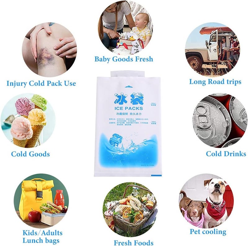 راحة أكياس ثلج جل، 10 أكياس قابلة لإعادة الاستخدام لتبريد الطعام والخضراوات والنبيذ وتسكين الآلام والاستخدام الصناعي (400 مل) - Image 5