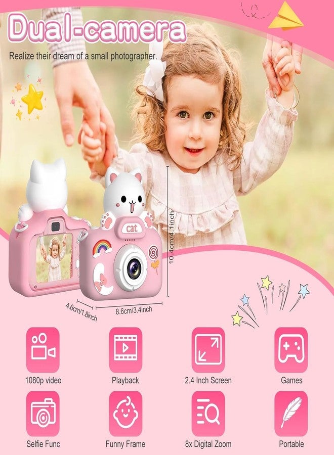 AUM ENTERPRISE Digital Camera Toys for Toddler Girls Boys 3-12 Years Christmas Birthday Gifts Video Players with Rainbocorn Design Soft Silicone Camera (Pink) (Pink CAT) - Image 2