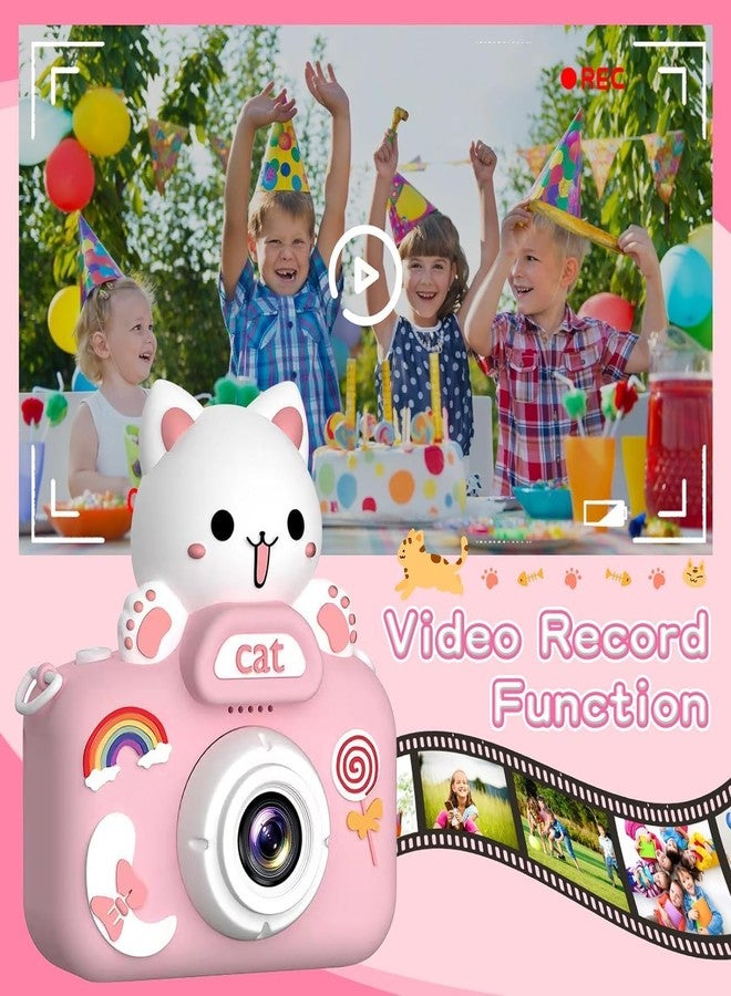 AUM ENTERPRISE Digital Camera Toys for Toddler Girls Boys 3-12 Years Christmas Birthday Gifts Video Players with Rainbocorn Design Soft Silicone Camera (Pink) (Pink CAT) - Image 3