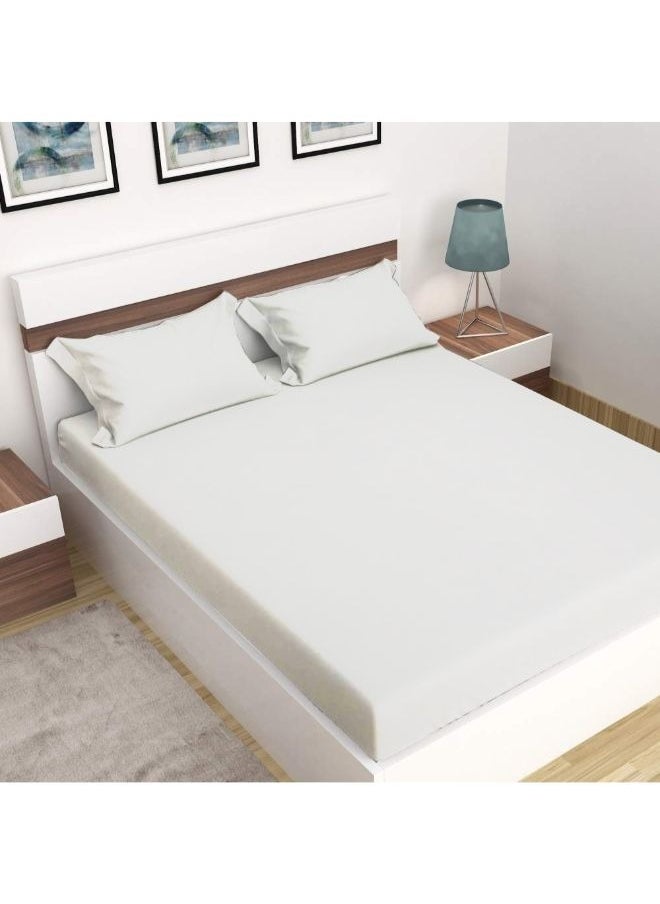 BYFT Orchard Exclusive (White) King Size Fitted Sheet and Pillow covers (Set of 3 Pcs) Cotton percale Weave, Soft and Luxurious, High Quality Bed linen -180 TC  - Image 1