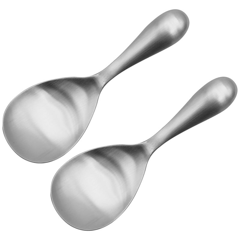 MDEOOSKY 2 Pack Stainless Steel Rice Spoons, 8 Inch Thickened Heat Resistant Serving Spoon, Cooking Spoon for Kitchen Utensils - Image 1
